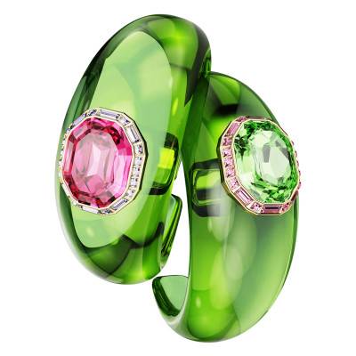 Manchettes Dulcis Métal Doré, Résine Verte & Cristaux Multicolores, Longueurs 16 à 17,50 cm - 5723511 - Swarovski