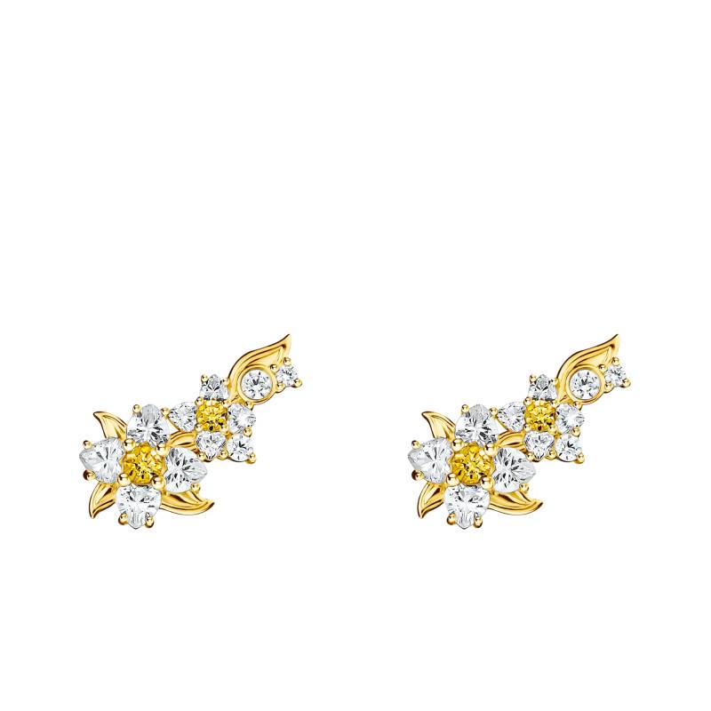 Yellow Gold-Plated Lovely Daisy Flower Stud Earrings & Bicolor Zirconia - H2324-414-4 - Thomas Sabo