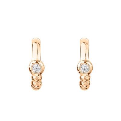 Demi-créoles Indécise Plaqué or et Diamant, Diamètre 8 mm - La Garçonne Diamant
