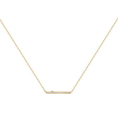 Collier Funambule Mix Plaqué Or et Diamant, Longueur 42 à 45 cm - La Garçonne Diamant