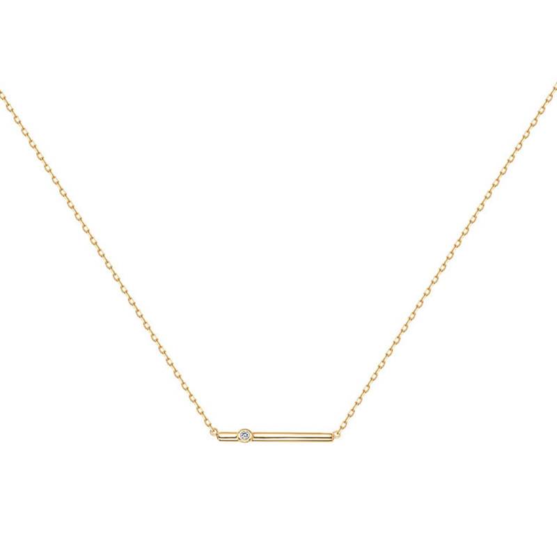 "Funambule Mix Yellow Gold-Plated Diamond Necklace, 42 cm to 45 cm" - La Garçonne Diamant