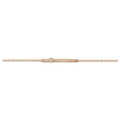 Yellow Gold-Plated & Diamond "Funambule" Bracelet 0.015 ct, Length 16 cm to 19 cm - La Garçonne Diamant