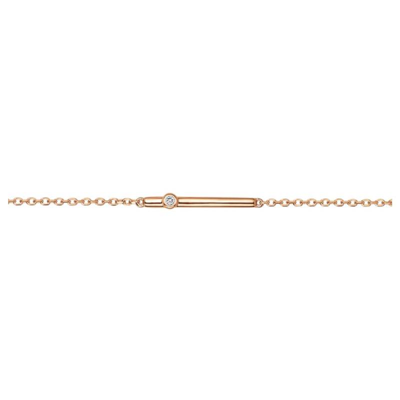 Yellow Gold-Plated & Diamond "Funambule" Bracelet 0.015 ct, Length 16 cm to 19 cm - La Garçonne Diamant