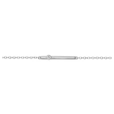 Bracelet Funambule, Argent et Diamant 0.015 ct, Longueur 16 à 19 cm - La Garçonne Diamant