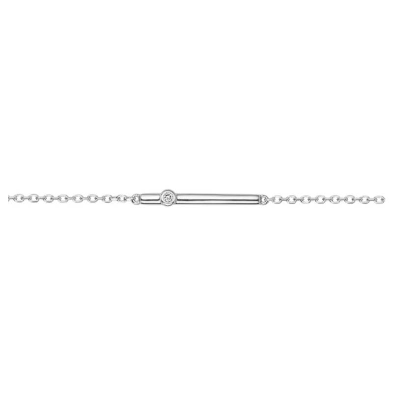 925 Silver & Diamond 0.015 ct "Funambule" Bracelet, Length 16 cm to 19 cm - La Garçonne Diamant