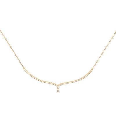 Yellow Gold-Plated Diamond Envolée Necklace, Length 40 cm to 45 cm - La Garçonne Diamant
