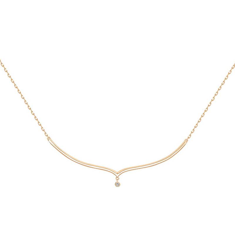 Yellow Gold-Plated Diamond Envolée Necklace, Length 40 cm to 45 cm - La Garçonne Diamant