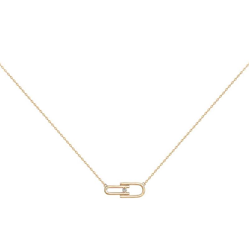 Yellow Gold-Plated Diamond Évidence Necklace, Length 42 cm to 45 cm - La Garçonne Diamant