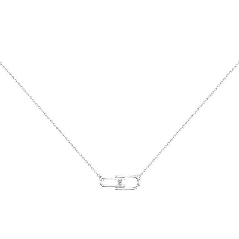 "925 Silver & Diamond Necklace Évidence, Length 42 cm to 45 cm" - La Garçonne Diamant