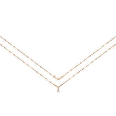 Collier Essentielle Plaqué Or et Diamant, Longueur 42 à 45 cm - La Garçonne Diamant