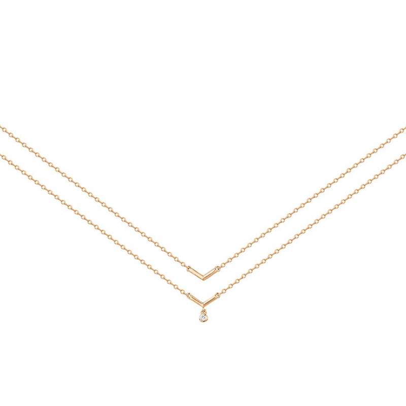 "Essentielle Yellow Gold-Plated Diamond Necklace, 42 cm to 45 cm" - La Garçonne Diamant