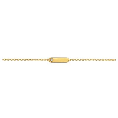 Bracelet Mini Addict, Plaqué Or Jaune et Diamant 0.015 ct, Longueur 16 à 19 cm - La Garçonne Diamant