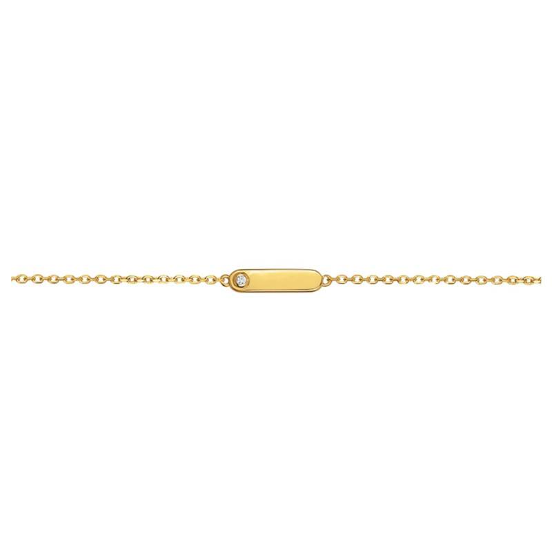 "18K Yellow Gold-Plated & Diamond Bracelet Mini Addict 0.015 ct, Length 16 cm to 19 cm" - La Garçonne Diamant