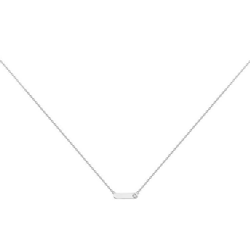 925 Silver & Diamond "Mini Addict" Necklace, Length 38 cm to 43 cm - La Garçonne Diamant