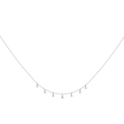 Collier Optimiste Argent et Diamant, Longueur 40 à 45 cm - La Garçonne Diamant