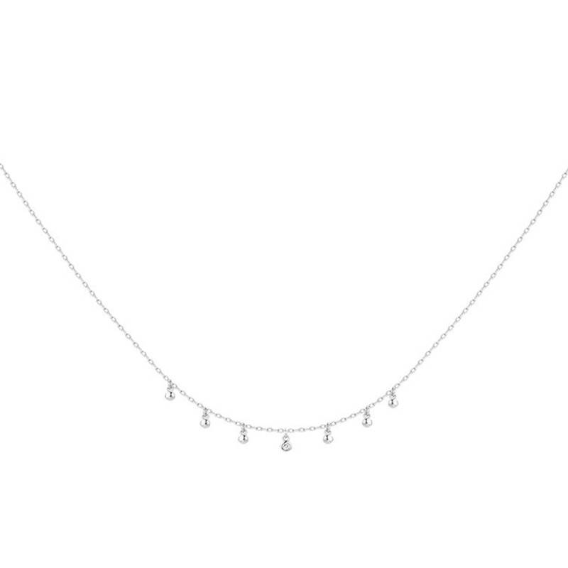 925 Silver & Diamond "Optimiste" Necklace, Length 40 cm to 45 cm - La Garçonne Diamant