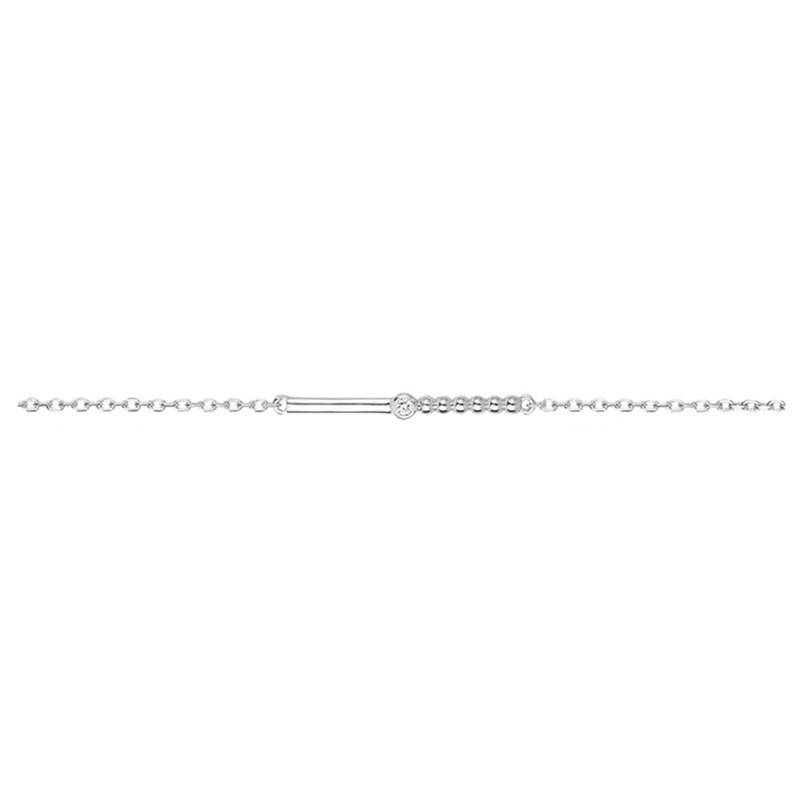 925 Silver & Diamond 0.015 ct "Indécise" Bracelet, Length 16 cm to 19 cm - La Garçonne Diamant