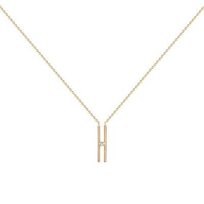 "Harmonie Yellow Gold-Plated Diamond Necklace, 42 cm to 45 cm" - La Garçonne Diamant
