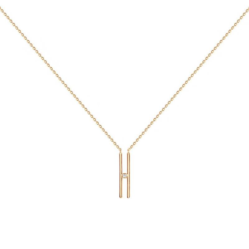"Harmonie Yellow Gold-Plated Diamond Necklace, 42 cm to 45 cm" - La Garçonne Diamant