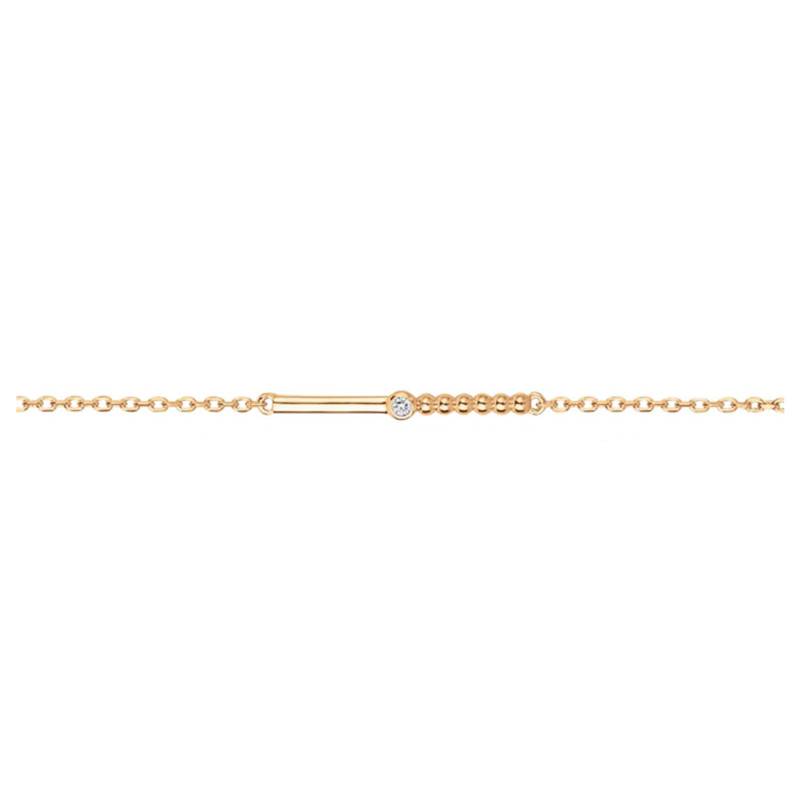 Yellow Gold-Plated & Diamond "Indécise" Bracelet 0.015 ct, Length 16 cm to 19 cm - La Garçonne Diamant