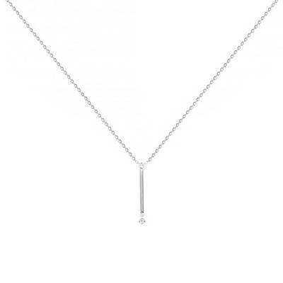 925 Silver & Diamond "Pure Essentielle" Necklace, Length 42 cm to 45 cm - La Garçonne Diamant