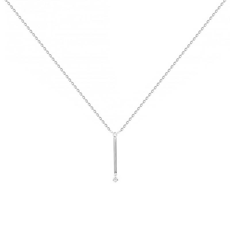 925 Silver & Diamond "Pure Essentielle" Necklace, Length 42 cm to 45 cm - La Garçonne Diamant