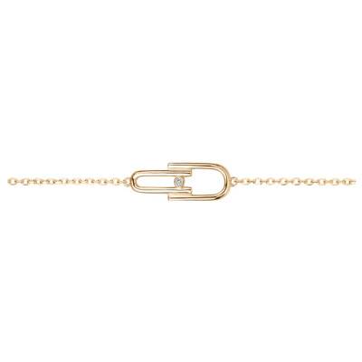 Yellow Gold-Plated & Diamond "Évidence" Bracelet 0.015 ct, Length 16 cm to 19 cm - La Garçonne Diamant
