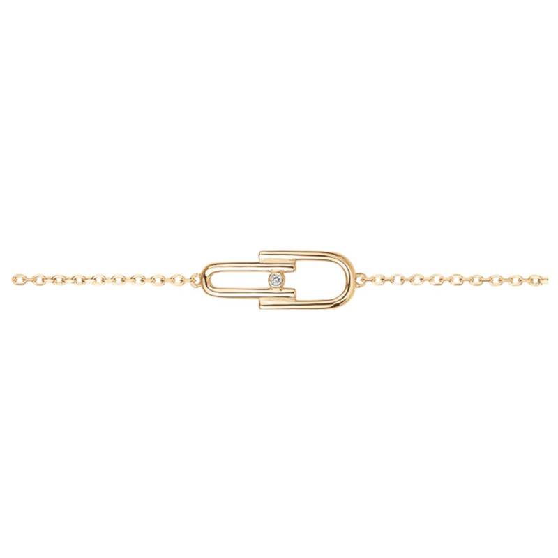 Yellow Gold-Plated & Diamond "Évidence" Bracelet 0.015 ct, Length 16 cm to 19 cm - La Garçonne Diamant