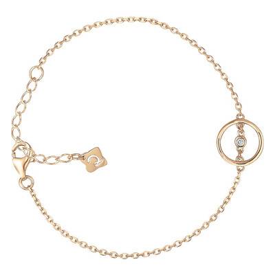 Yellow Gold-Plated & Diamond "Angélique" Bracelet 0.015 ct, Length 16 cm to 19 cm - La Garçonne Diamant