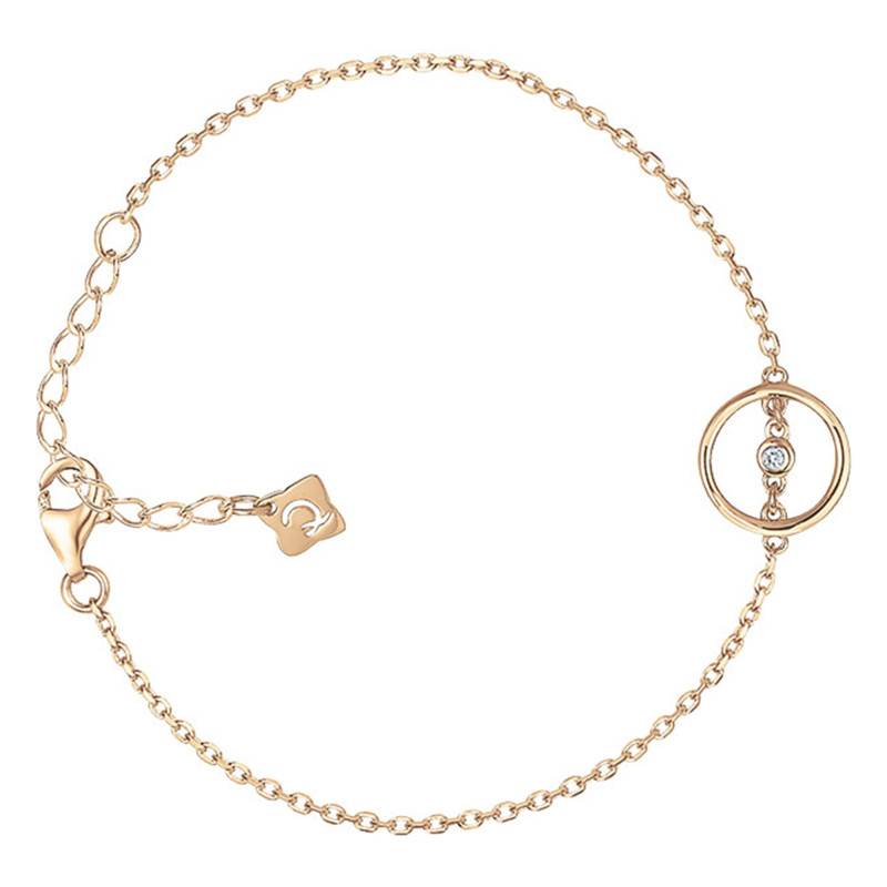 Yellow Gold-Plated & Diamond "Angélique" Bracelet 0.015 ct, Length 16 cm to 19 cm - La Garçonne Diamant