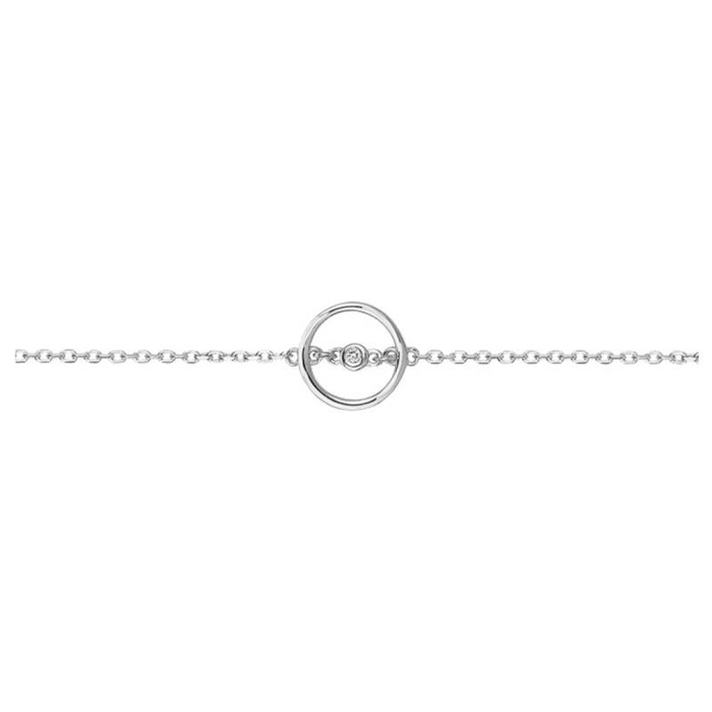 925 Silver & Diamond 0.015 ct "Angélique" Bracelet, Length 16 cm to 19 cm - La Garçonne Diamant