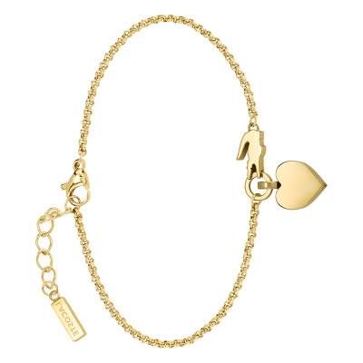 Gold-Tone Steel Love My Croc Bracelet, Length 16.5 cm to 19 cm - 2040028 - Lacoste