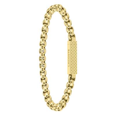 Bracelet Plaque L'Essentiel en Acier Doré - 2040124, Longueur 19 cm - Lacoste