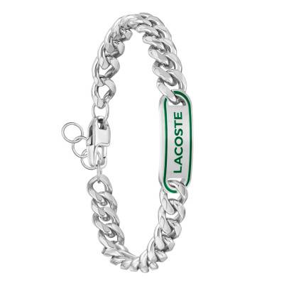 District Curb Chain Stainless Steel ID Bracelet, 19 cm Length - 2040224 - Lacoste