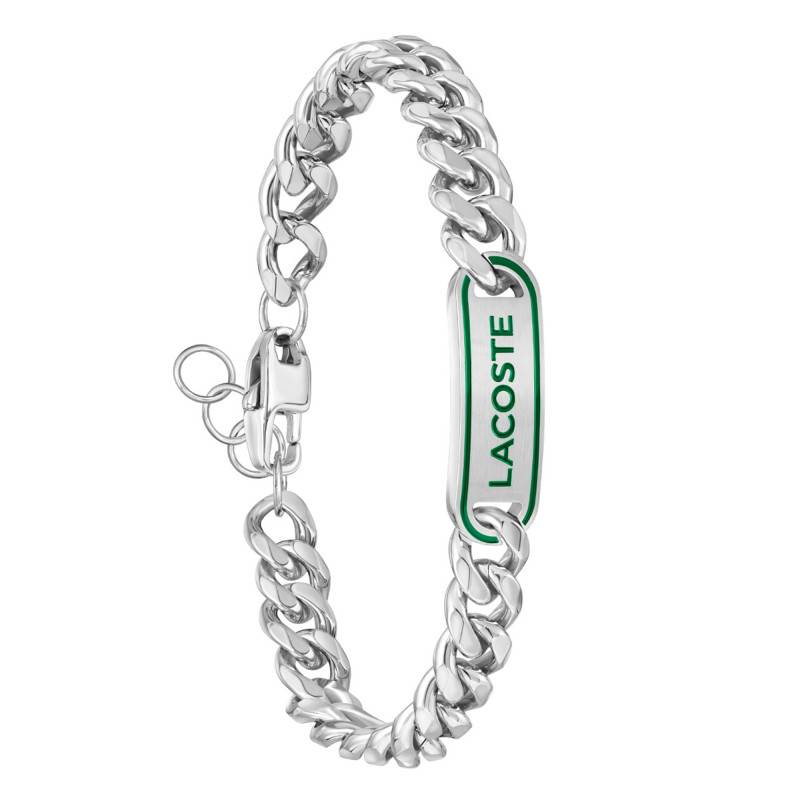 District Curb Chain Stainless Steel ID Bracelet, 19 cm Length - 2040224 - Lacoste