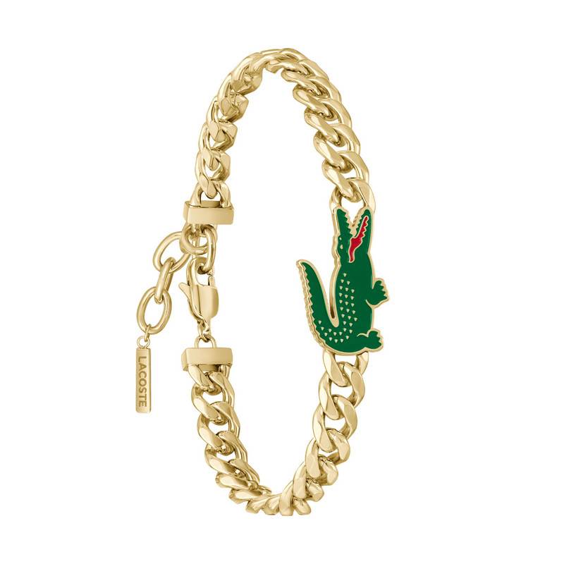 Arthor Curb Chain Gold-Tone Stainless Steel Bracelet, Adjustable Length 19 cm - 2040227 - Lacoste