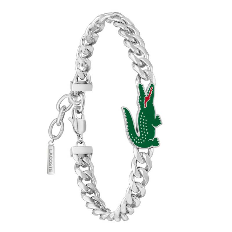Steel Curb Chain Arthor Bracelet, Adjustable Length 19 cm - 2040226 - Lacoste