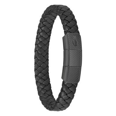 Rockel Black Leather & Steel Bracelet - 2040285 - Lacoste