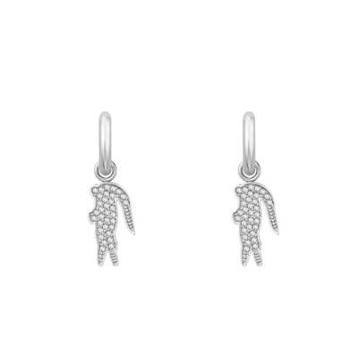 Stainless Steel & White Stones Crocodile Hoop Earrings - 2040283 - Lacoste