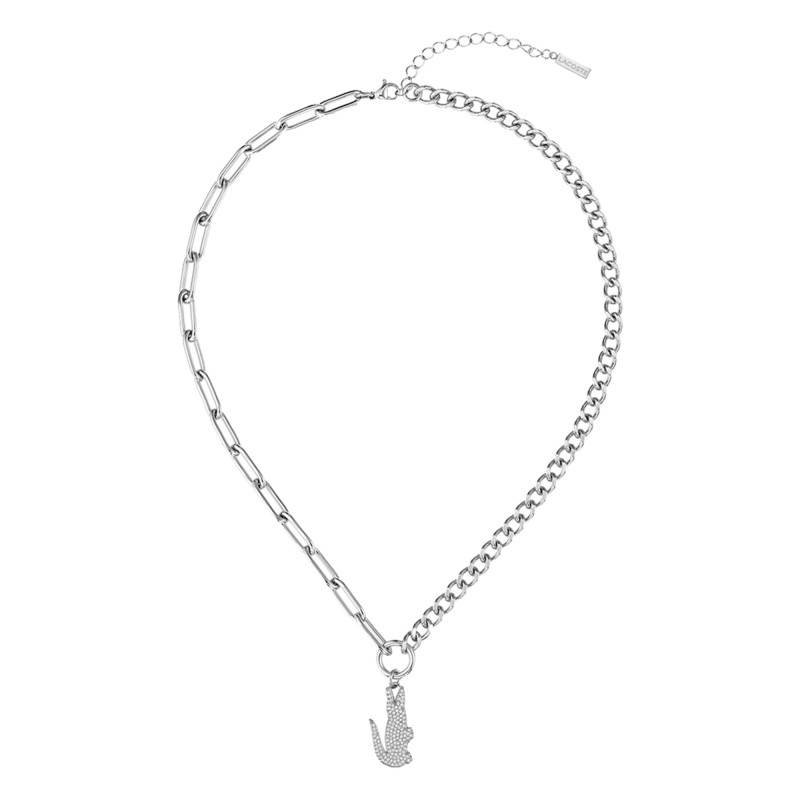 Steel Crocodile Necklace, 41 cm - 2040148 - Lacoste