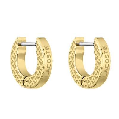 Créoles Gravées "L" en Acier Doré - 2040126, Diamètre 12 mm - Lacoste