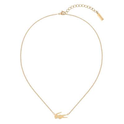 Lacoste Rose Gold Steel Crocodile Necklace, 41 cm to 46 cm - Lacoste
