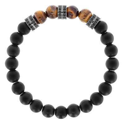 Exclusive Brown, Black Stone & Black Zirconium Oxide Bracelet - Lauren Steven