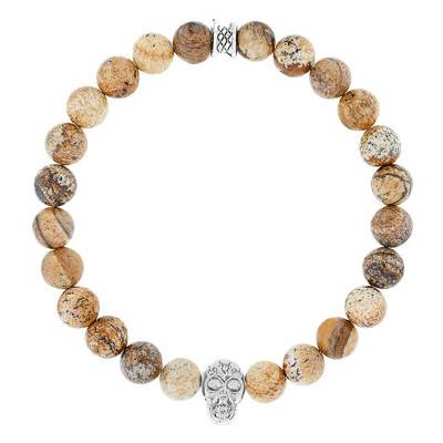 Silver Skull & Engraved Jasper Bracelet - Lauren Steven