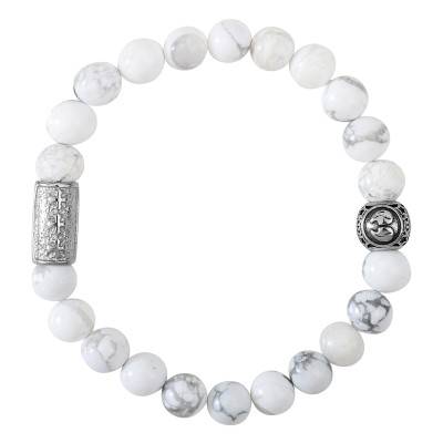 Bracelet Howlite Blanche acier - Lauren Steven