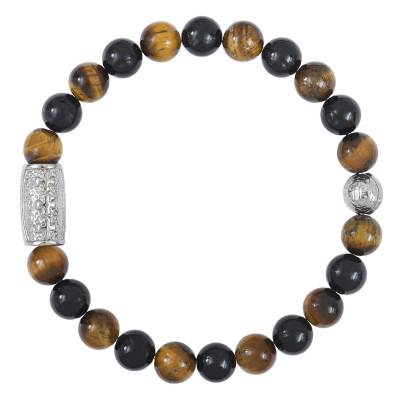Bracelet Prospérité Œil de Tigre et Agate, Longueur 19,5 cm ou 20,5 cm - Lauren Steven