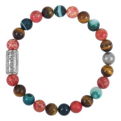 Tiger's Eye, Sea Jasper & Agate Bracelet, Length 19.5 cm or 20.5 cm - Lauren Steven