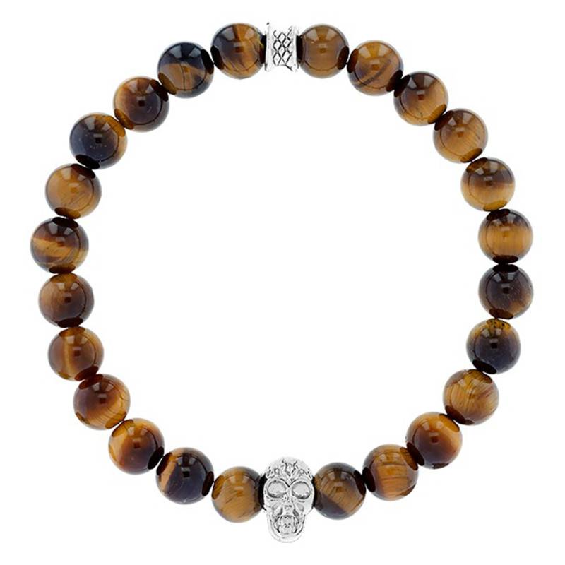 Silver Skull & Tiger's Eye Bracelet - Lauren Steven