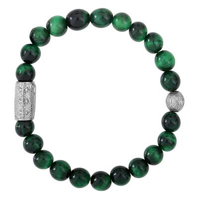 Bracelet Prospérité Œil de Tigre Vert, Longueur 19,5 cm ou 20,5 cm - Lauren Steven