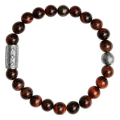 Bracelet Prospérité Œil de Tigre Rouge, Longueur 19,5 cm à 20,5 cm - Lauren Steven